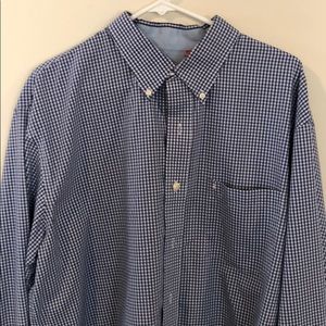 Izod Blue & White Checked Button Down- TALL